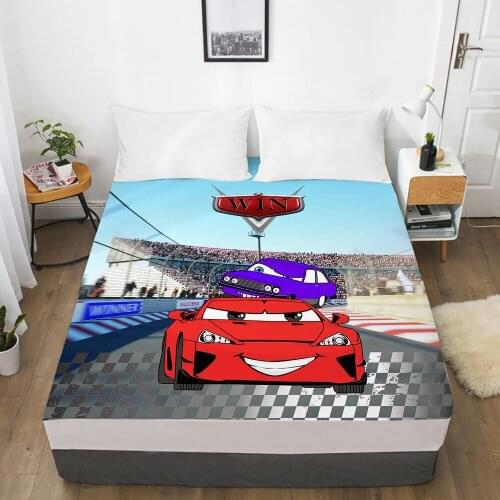 Car Cartoon Kids Elastic fitted sheet bed sheet With An Elastic Band 150x200 Mattress Cover Bed cover for children baby smile