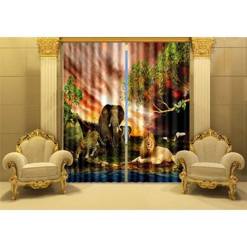 Curtains Luxury Blackout 3D Window Curtains For Living Room kias Bedroom Cortinas Drapes Rideaux Customized size Lion elephant