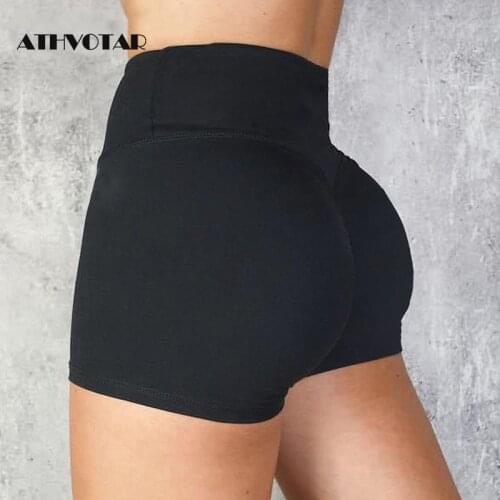 ATHVOTAR Push Up Shorts Women Casual Black High Waist Workout Shorts Summer Solid Color Fitness Shorts For Women