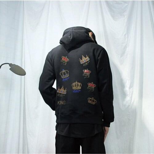 Autumn Oversized Hoodie Mens Hoody Hot Diamond Design Winter Thick Long-Sleeved Hip-Hop Streetwear Pullover New Sweatshirt