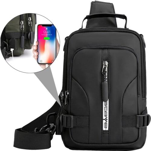 Outdoor Men Backpack Rucksack Tactical Chest Bag Cross Body with USB Charging Port Hunting Daypack Single/Double Shoulder Bag