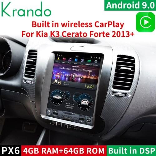 Krando Android 9.0 10.4" Tesla Vertical touch screen car dvd audio radio multimedia system for Kia K3 gps navigation player