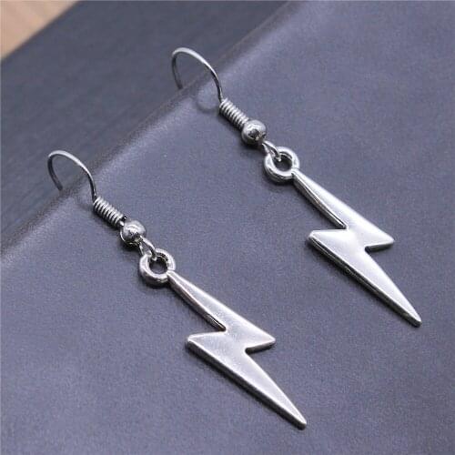 Vintage 2 Colors 7x27mm Lightning Charms Dangle Earrings Fit Women Party Gift Jewelry Handcrafts