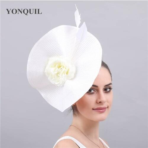 New Style Imitation Straw Fascinator Hats For Elegant Women Derby Kenducky Chapeau With Fashion Flower Headwear Female Accessory