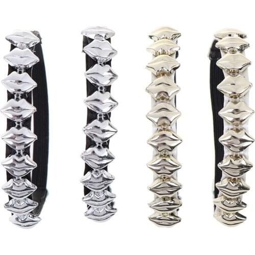 High Quality 1Pair Fashion Sexy metallic Lips Charm Shoes Band For Women Shoes Decorations 2 colors