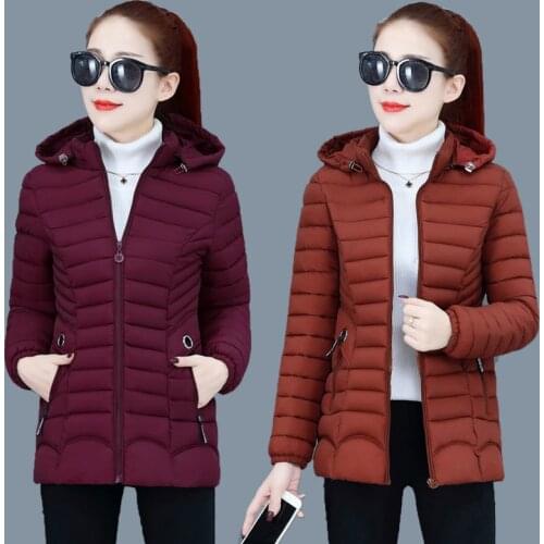 Womens Winter Slim Parka Coat 2021Women Ultralight Padded Jacket With Hood Female Cotton Warm Clothing Winter Warm Coat 6XLC994