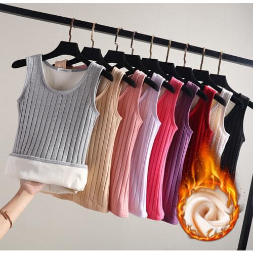 Thermal Shirt Women Sleeveless Elastic Velvet Vest Women Thermal Top Sling Warm Underwear Women Soft thermo shirt women Sexy 2XL