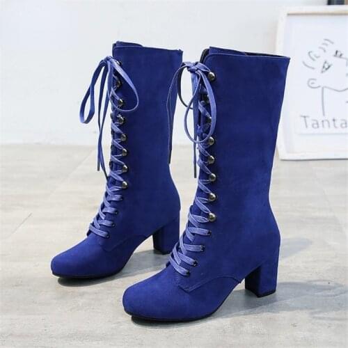 Spring-Women Combat Boots Fashion Velvet Platform Thigh High Ankle Boots Lace Martin boots Winter High Boots 2020
