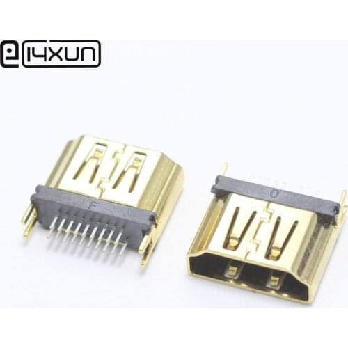 1pcs HDMI 19P Gold Plated Female Plug jack Digital HD Connector 9+10P Network set - top box Plugs Repair Parts