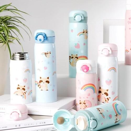 1pcs Cute Vacuum Insulated Water Bottle Big Mouth 304 Stainless Steel Vacuum Flask 350ML/500ML Travel Coffee Bottle for Sport