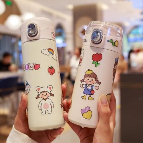 300/400ml Thermal Water Bottle Stainless Steel Insulated Vacuum Flask Cup Coffee Mug Portable Sport Travel Thermos With Stickers