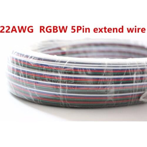 50m 5 pin cable 22AWG wire 5P Extension Cord Connect Cable for RGBW 5 colors SMD 5050 3528 5630 5730 LED RGB strip light