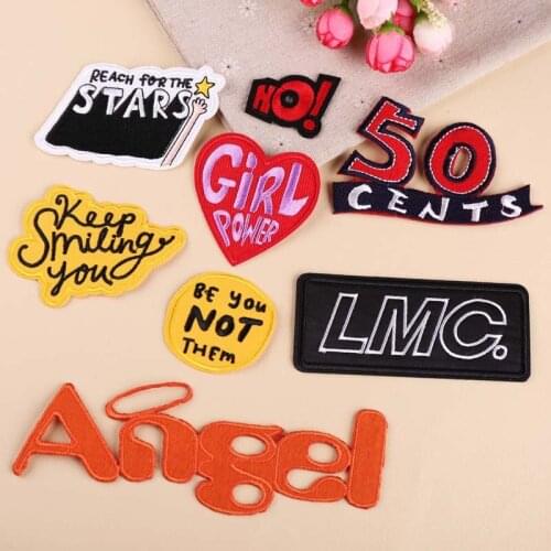50pcs/lot Letter Cloth Stickers Embroidery Patches Letters Clothing Decoration Accessories Diy Iron Heat Transfer Applique