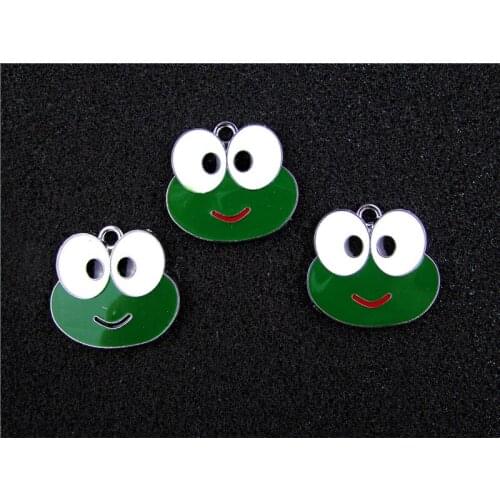 AE652 Mix Color 100Pcs Alloy Metal Enamel Frog Charms Pendant 26x25mm bead
