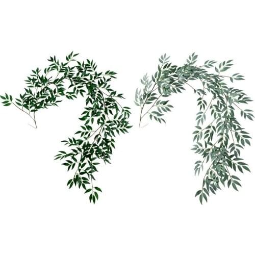 Promotion! 1.8M Artificial Fake Eucalyptus Willow Leaves Green Plants Wedding Diy Decor Flowers Plant Leaf Simulation Rattan Hom