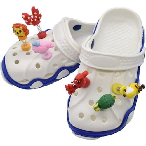 Accesories 1 Pcs Soft PVC Croc Charms Accessories Kids Shoe Buckle Party Shoe Decorations 3D Cartoons Spring Metal Rhinestone