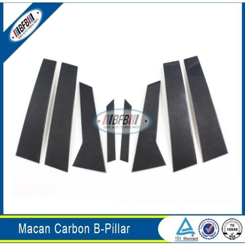 Car Auto Exterior Accessories 8pcs Carbon Fiber Window B/C Pillar Sticker Trims For Porsche Macan 2014-2017