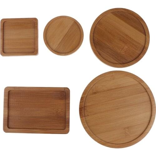 Bamboo Round Square Bowls Plates for Succulents Pots Trays Base Stander Garden Decor Home Decoration Crafts