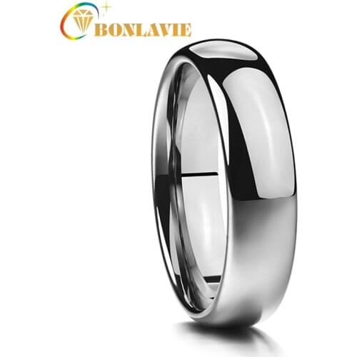 BONLAVIE Classic Mens Rings 6MM Polishing Tungsten Carbide Rings for Men Wedding Engagement Trendy Male Ring Jewelry