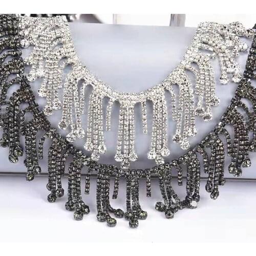 Bling 1yards/lot rhinestone Fringing crystal chain,width 5cm,Tassels decoration sew on garment rhinestone banding Necklace trim
