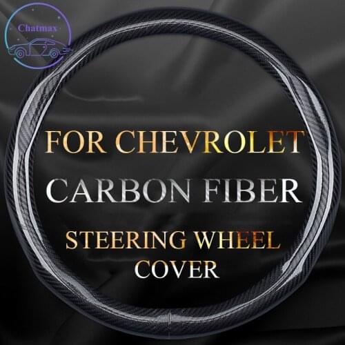 Carbon Fiber Steering Wheel Cover For Chevrolet Camaro Malibu Cruze Universal 38cm 15 Inches Anti-slip Touching Comfortable