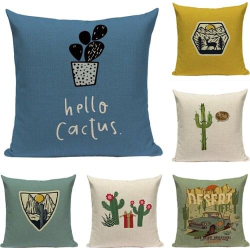 Decorative Cushion Cover Desert Decor Pillows Case 45cm*45cm Llama Cactus Pillow Covers Floral Scenery Throw Pillow Covers