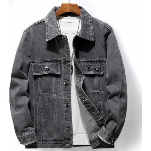 2021 Spring Autumn Mens Denim Jacket Casual Stand Collar Military Denim Jacket Mens Slim Retro Jeans Mens Short Denim Jacket