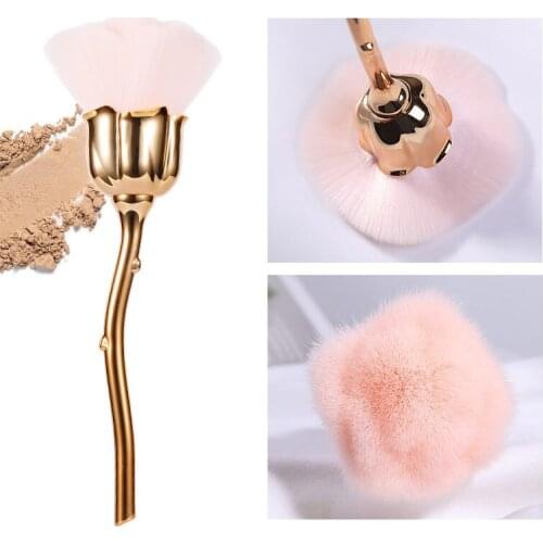 Nail Art Dust Brush For Manicure Rose Head Loose Powder Brushes Fashion Gel Nail Trim CleaningMaterial Accessories Tools D220