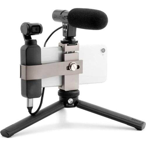 For OSMO Pocket Aluminium Alloy Extension Bracket Phone Clip Holder for DJI OSMO Pocket Handheld Gimbal Holder for Microphone
