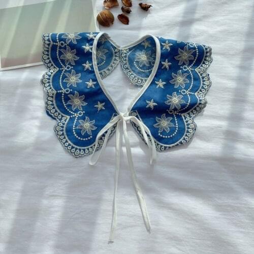 Fashion Fake Detachable Decorative Collar Literature False Shawl with Lace Edge for Womens