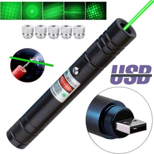 High-power green laser sight portable USB rechargeable 5 milliwatt laser equipment 10000m ultra-long radiation laser pointer