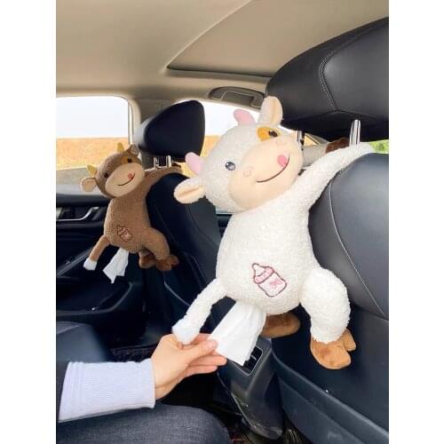 Cartoon Cute Bottle Cow Plush Paper Towel Vehicle Chair Seat Tissue Box Sun Shield Napkin Case Stuffed Toy Gift