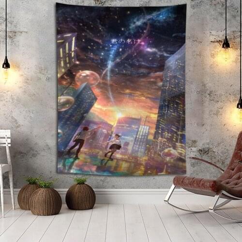 Anime Your Name Wall Hanging Tapestry Boho Decoration Home Decor Tapestries Custom Logo For Party Festival Gifts Wall Carpet