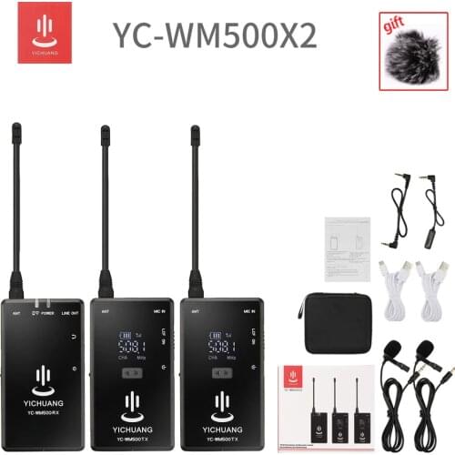 YC-WM500 Portable Wireless UHF Mic System kit Head-mounted Microphone Mic with Receiver and Transmitter 20 Channels Display