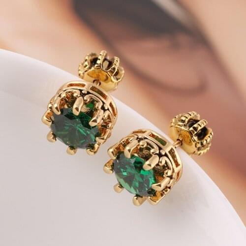 Faceted zircon single diamond crystal inlaid simple earrings