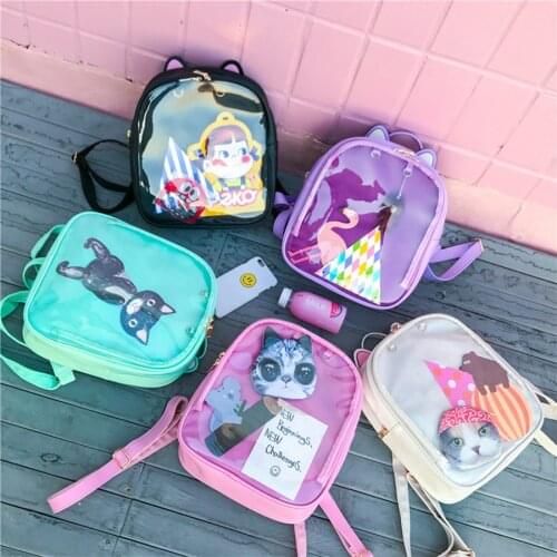 PVC Transparent Clear Women Backpacks Preppy Style Itabag Harajuku Cute School Bags For Teen Girls Rucksack Kawaii Shoulder Bags