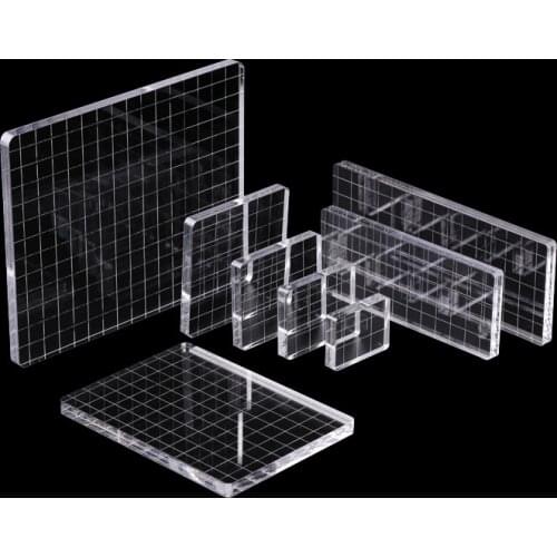Clear Acrylic Stamp Block Laser Etched Gridlines Easy Positioning Using With Photopolymer Cling Mounted Rubber Stamps 2021 New