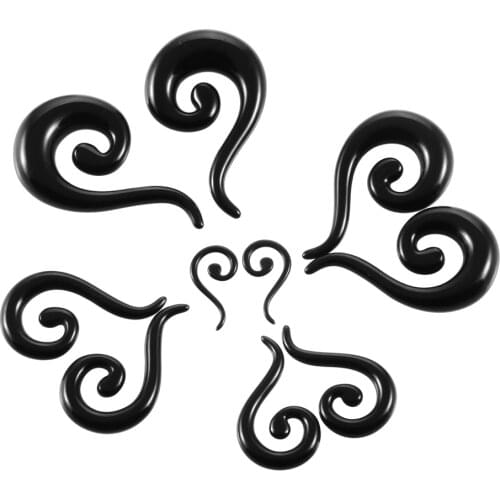 PAIR Acrylic Black Spiral Ear Taper Gauges Twist Swirl Ear Expanders Stretcher Earring Plug Woman Piercing Jewelry 1.6mm-12mm