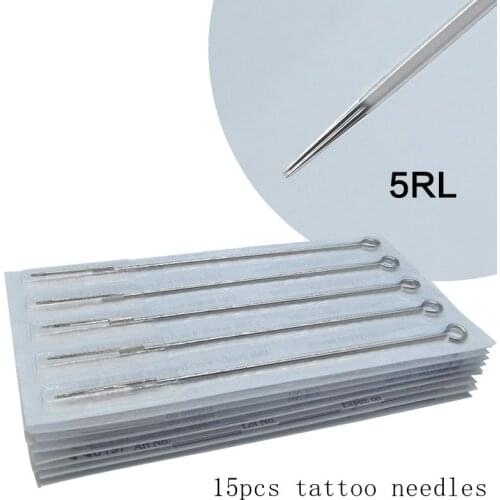 Tattoo needle 15PCS Mixed Assorted Sterilized Tattoo Needles Round Liner 5RL for tattoo machine gun grip tip