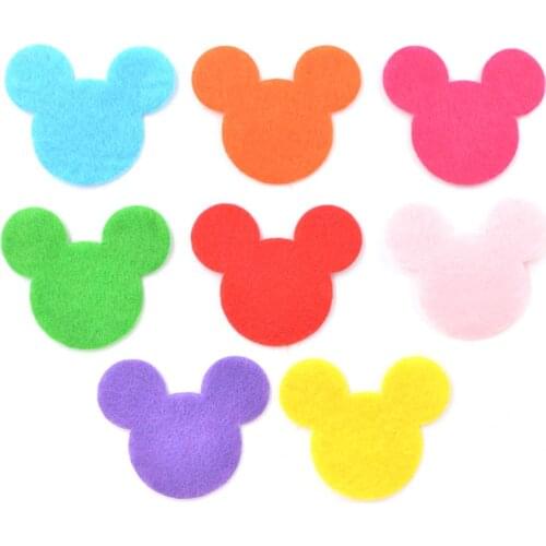 100Pcs Mix Colors Kawaii Mouse Fabric Patches Mouse Felt Appliques for Crafts Clothes DIY Hair Bow Scrapbooking Accessories K94