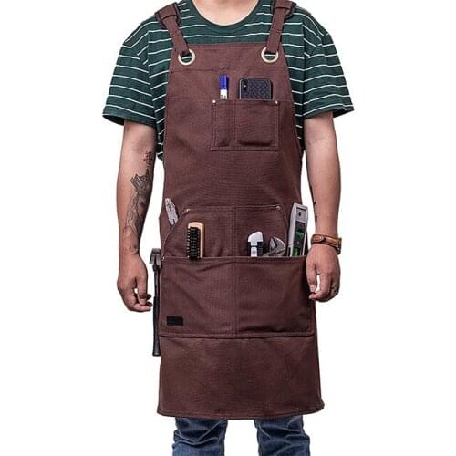 Thicken Denim Canvas Apron Outdoor Barbecue Chef Milk Tea Barista Florist Overalls Multi-pocket