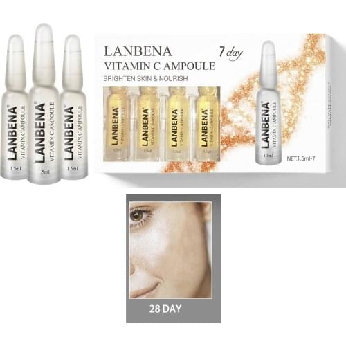 LANBENA Vitamin C Ampoule Serum Sknie Care Whitening Remover Freckle Speckle Fade Dark Spots Moisturizing Anti Aging Nourishing