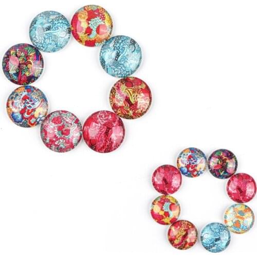 Xinyao 20pcs/lot 10pcs/lot 10mm/12mm/14mm/20mm/25mm Chinese Festive Palace Style Pattern Glass Round Cabochon for DIY Jewelry