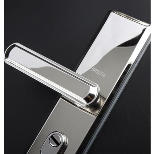 Mirror 304 Stainless Steel Handle Anti-theft Door Lock Thickened Panel Entry Door Handle Lock Accessories