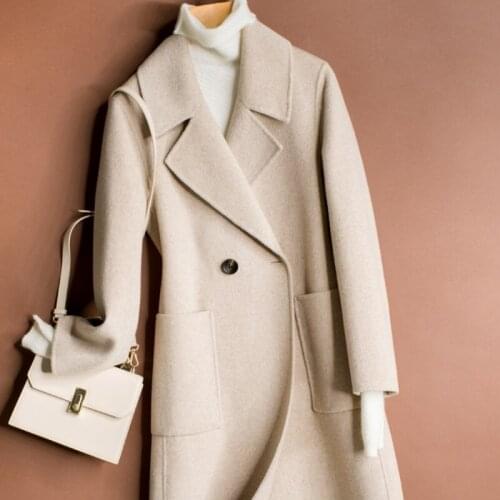 New Autumn Wool Coat Women Elegant Long Korean Style Woolen Coats Female Winter Overcoat Womens Clothes Abrigo Mujer WPY4252