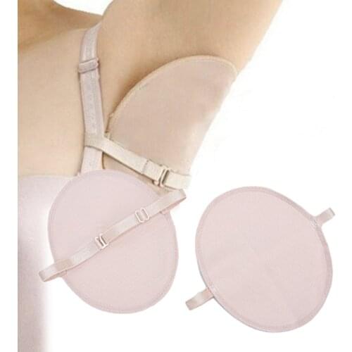 1 Pair Reusable Washable Underarm Sweat Shield Pad Washable Armpit Sweat Absorbing Guards Shoulder Strap Skin Color