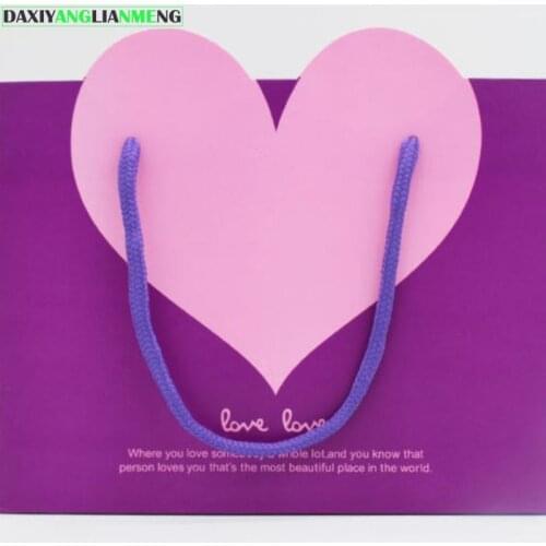 10pcs/lot-21.8x17x10cm Love Gift Bag Hand Bag High-grade packaging bag Paper Bags