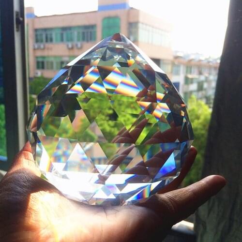 100mm (Free hooks) Crystal Glass Faceted Ball for Chandelier Crystal, Crystal Suncatcher Prisms For Wedding Decoration