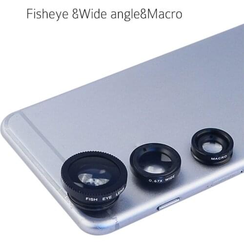 3in1 Fisheye Phone Lens 0.67X Wide Angle Lens, 180 Degree Fisheye Lens, 10x Macro Lens, Camera Kits With Clip Lens ForSmartphone