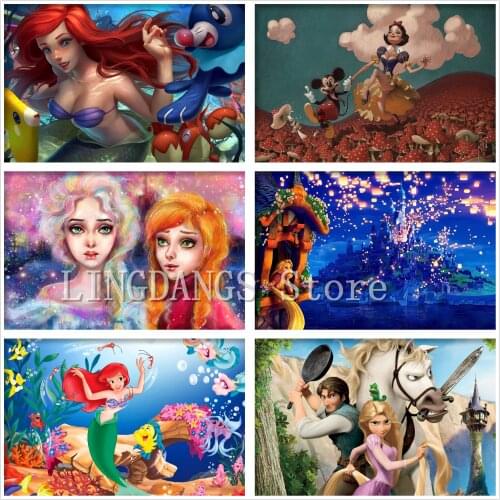 Disney 5D DIY Diamond Painting Enchanted Snow Queen The Little Mermaid Diamond Mosaic Embroidery Cross Stitch Home Decor Gift